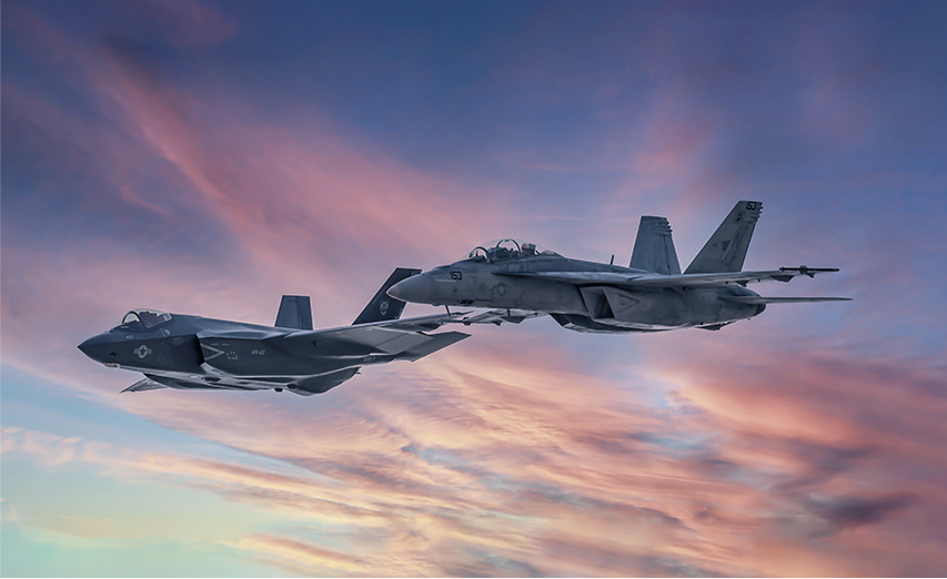 two military jets containing cnc-machined parts from canada
